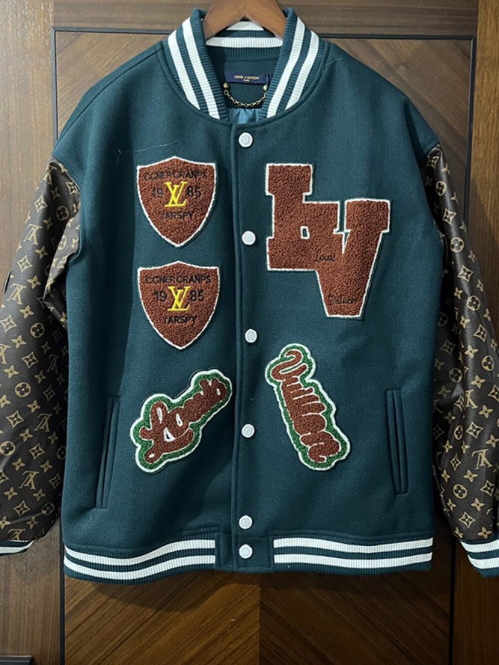 Louis Vuitton Dark Green Monogram Baseball Jacket - Picture 1 of 11